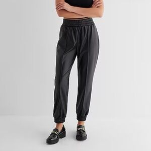 NWT Express High Waisted Faux Leather Seamed Joggers